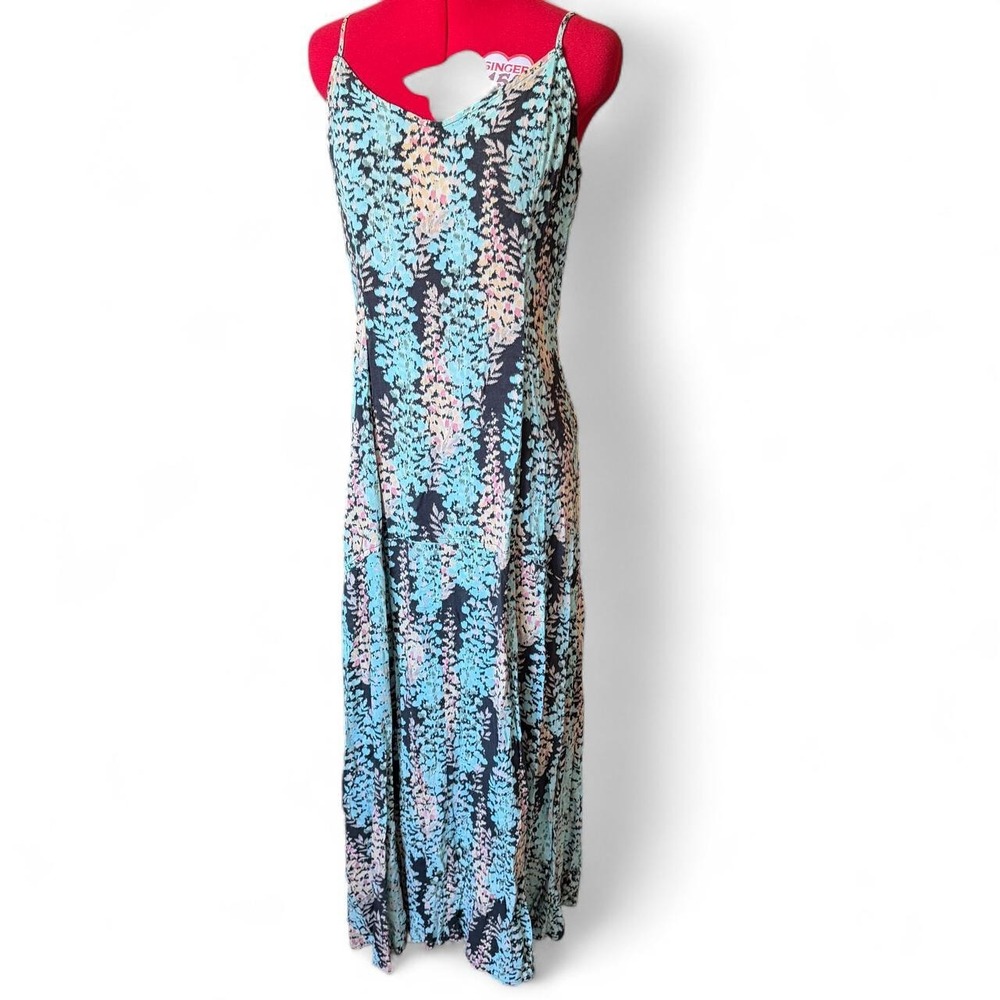 Gap Floral Multicolor Maxi Dress Corset Back Size 10 Whimsigoth Boho Vacation